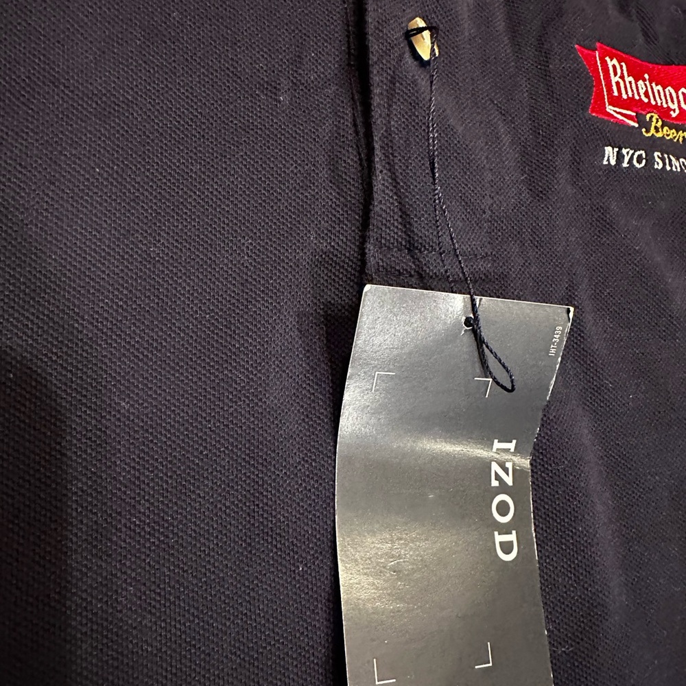 NWT Rheingold Beer NYC 1883 Izod‎ Men’s large navy golf polo vintage RARE! - Picture 2 of 5